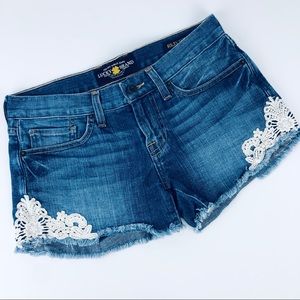Lucky Brand Crochet Lace Riley Cut Off Jean Shorts